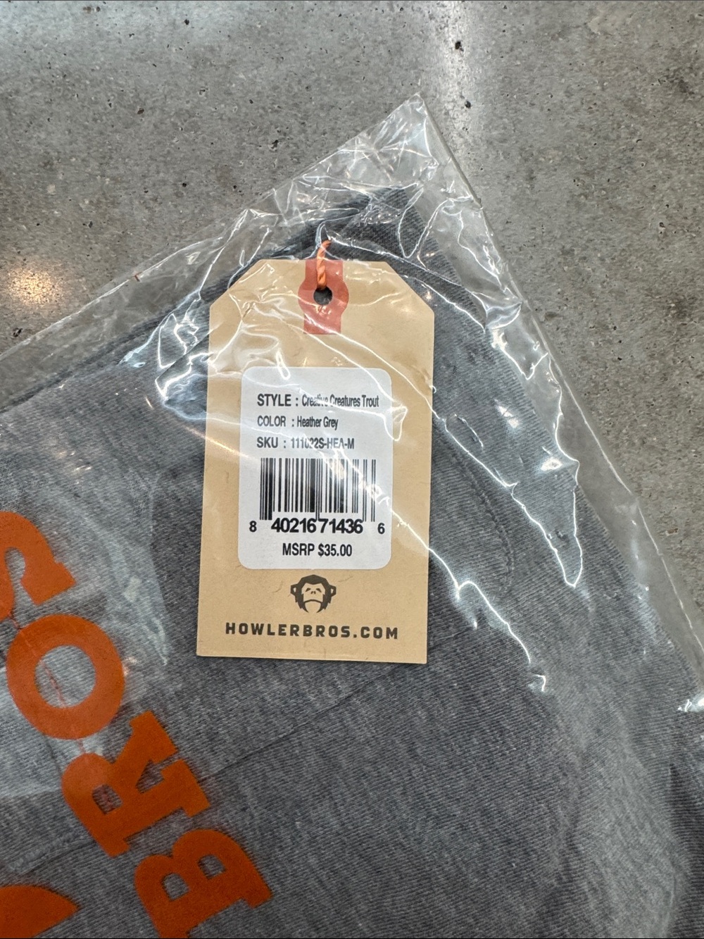 Howler Brothers Creative Creatures Trout Pocket Tee — Heather Grey, Size M, NWT - Picture 2 of 4